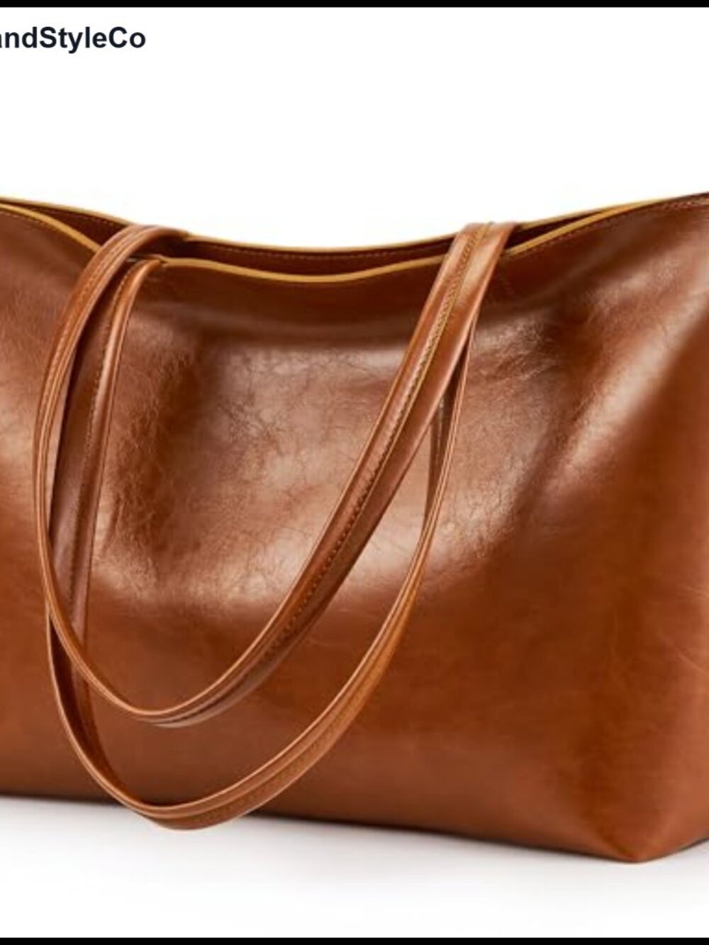 Vegan Leather Tote Bag Zipper Shoulder Satchel Minimalist Purse for Women